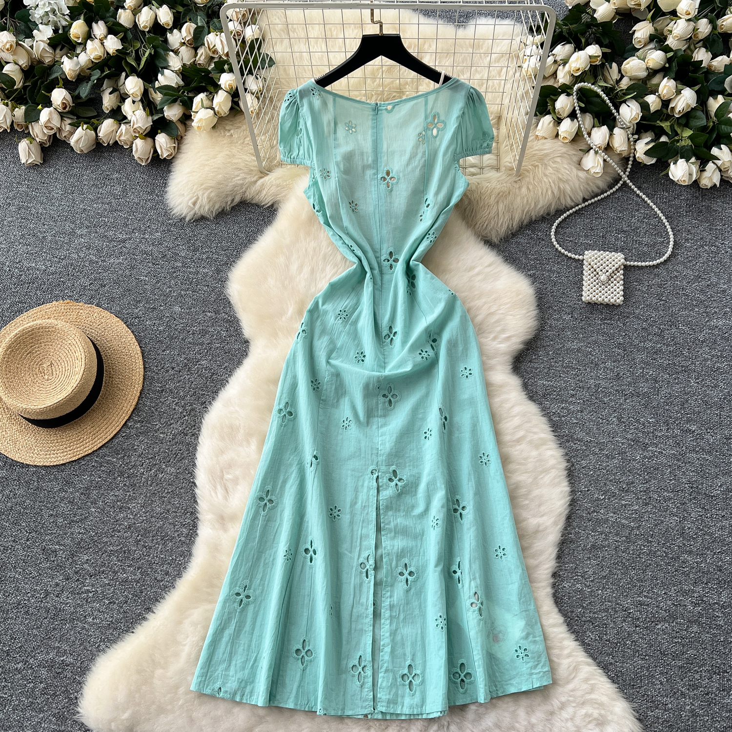 Chic lace Embroidered hollow o - مراجعة V Vintage Fashion وسعره