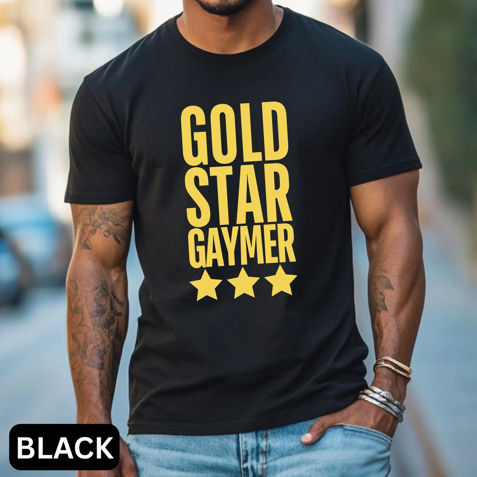 Gold Star Gaymer T Shirt LGBT  - مراجعة Vintage Queer Fashion وسعره