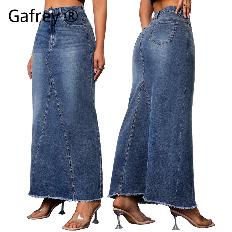 Women Denim Midi Skirt High Wa - مراجعة Vintage Fashion Jeans وسعره