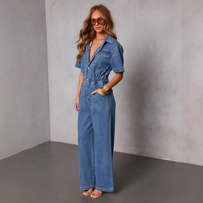 Retro Fashion Short Sleeve Den - مراجعة Vintage Fashion Jeans وسعره
